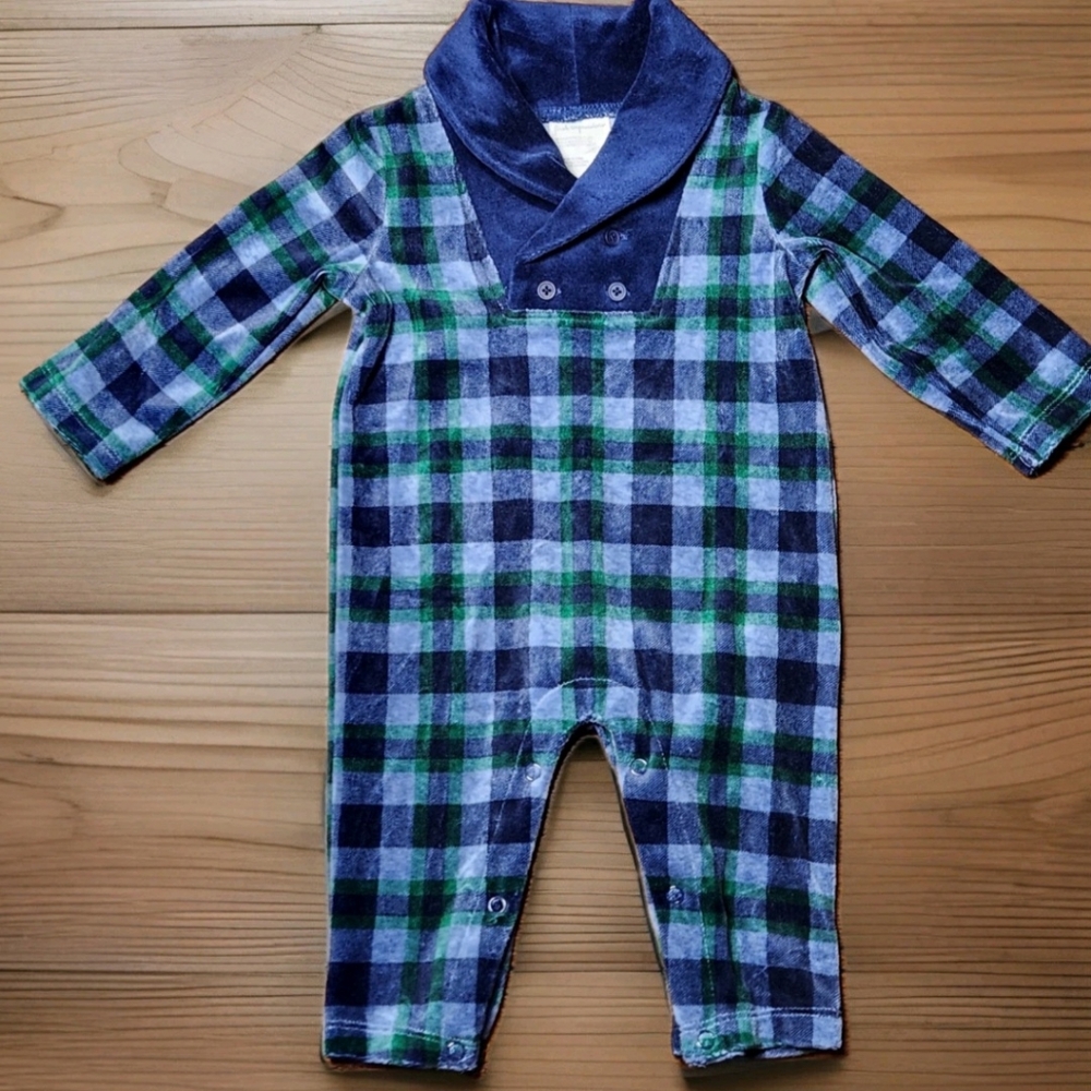 First Impressions Baby Plaid Velour Coverall – NWT – Size 3-6 Months